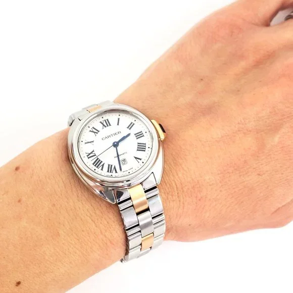 Sold on our website Cartier Clé De Stainless Steel Gold 31mm Automatic Watch - Picture 14 of 14